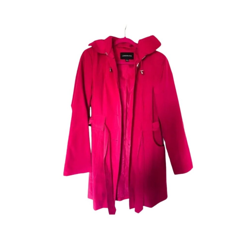 London Fog Rain Trench Coat with Zipper - Pink size M